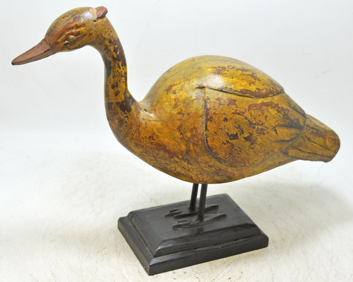 Vintage Wooden Duck Figurine Original Old Fine Hand Carved