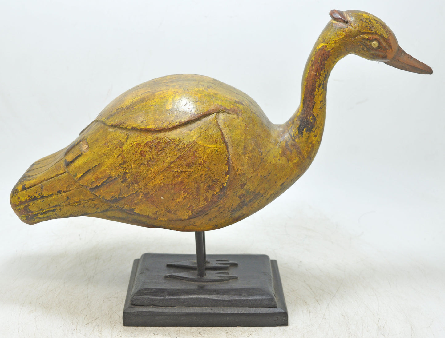 Vintage Wooden Duck Figurine Original Old Fine Hand Carved