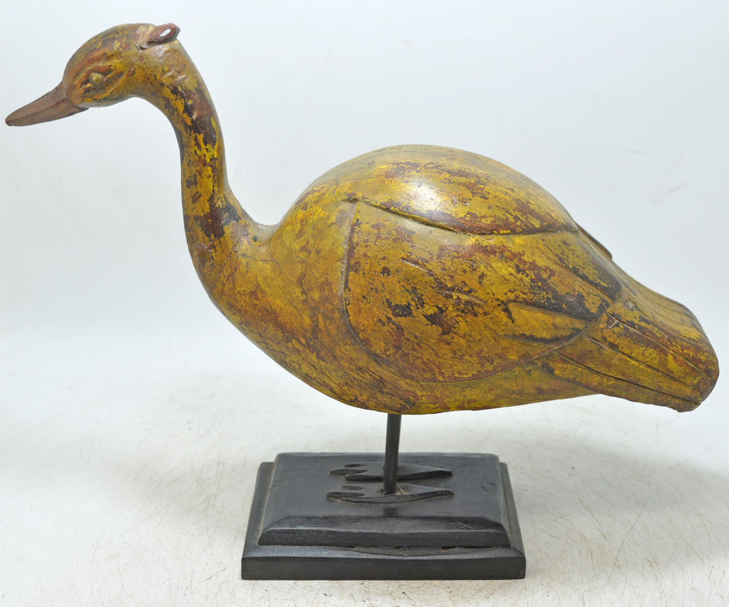 Vintage Wooden Duck Figurine Original Old Fine Hand Carved