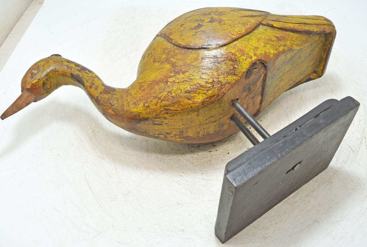 Vintage Wooden Duck Figurine Original Old Fine Hand Carved