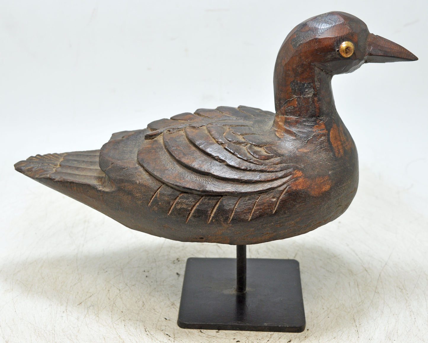 Vintage Wooden Duck Figurine Original Old Fine Hand Carved