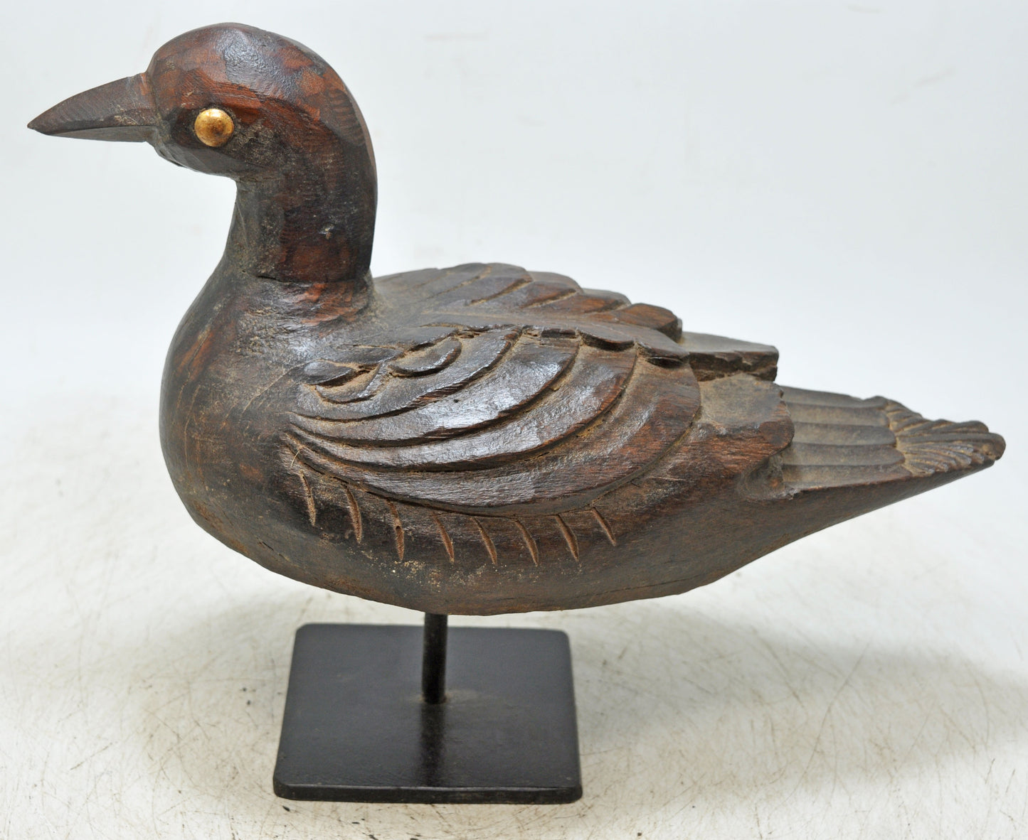Vintage Wooden Duck Figurine Original Old Fine Hand Carved