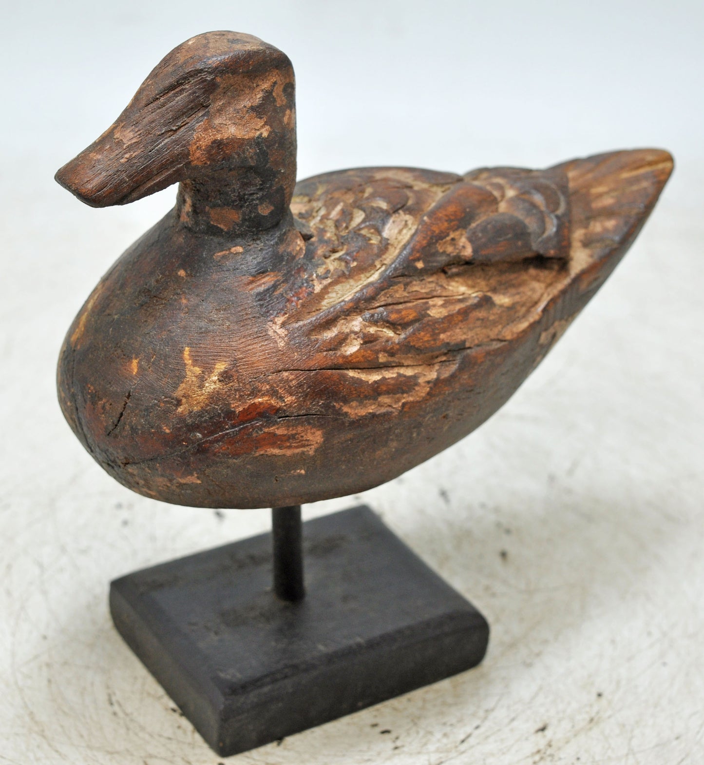 Vintage Wooden Duck Figurine Original Old Fine Hand Carved