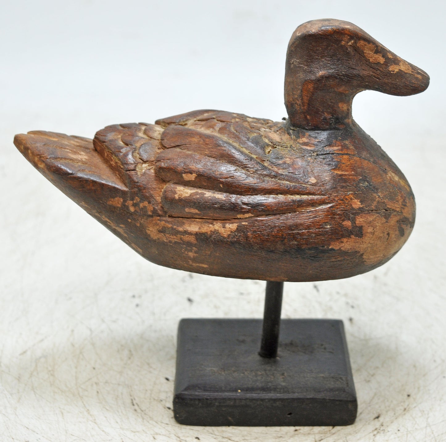 Vintage Wooden Duck Figurine Original Old Fine Hand Carved