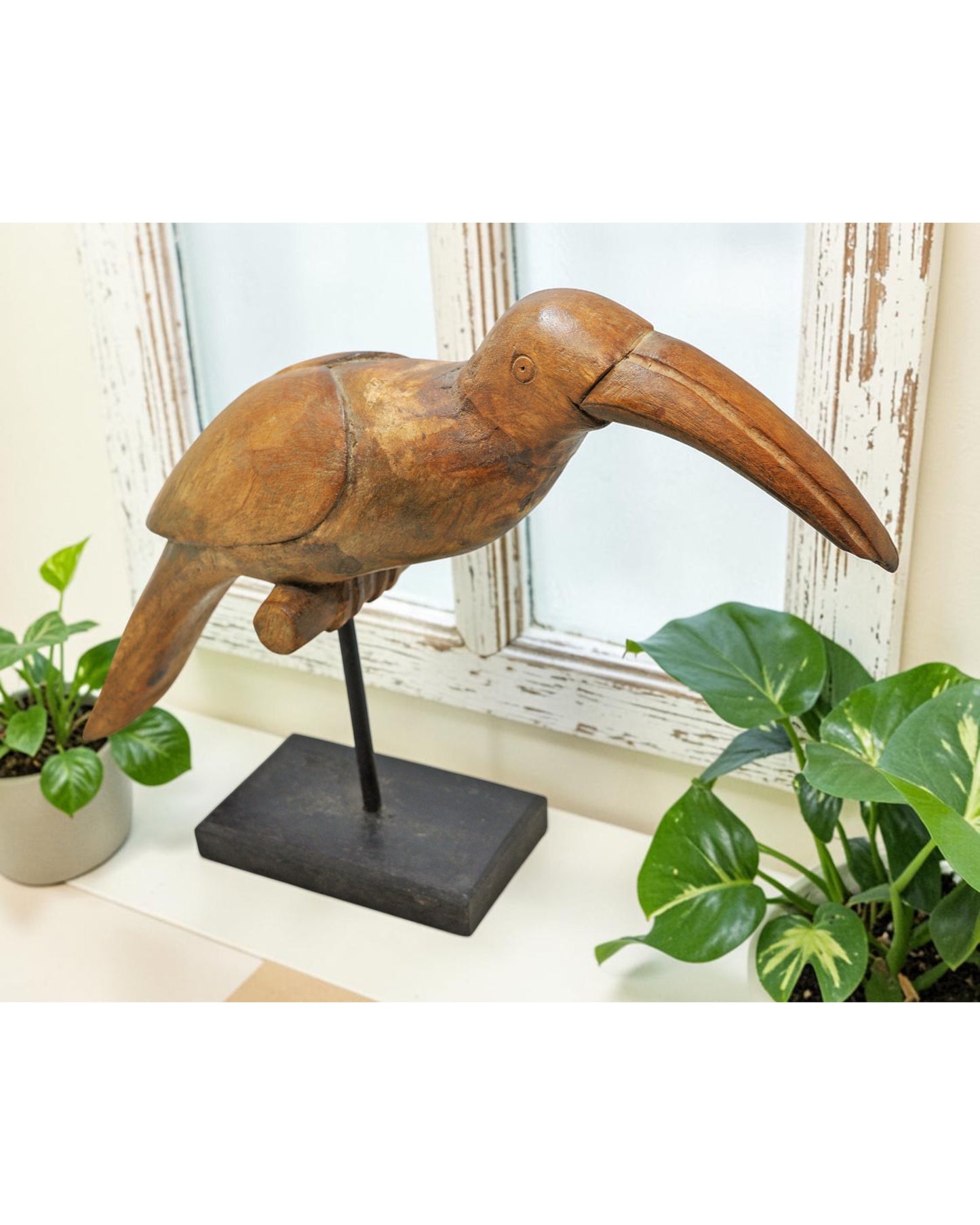 Vintage Wooden Toucan Bird Figurine Original Old Hand Carved