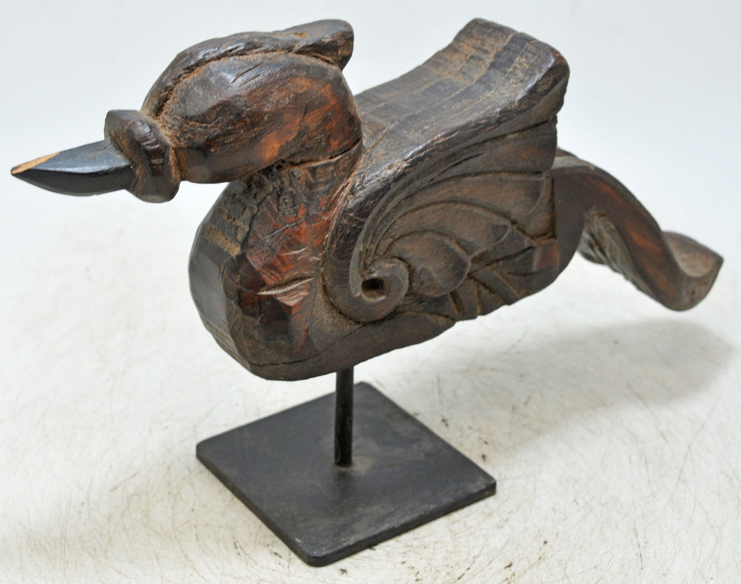 Vintage Wooden Bird Figurine Original Old Hand Carved