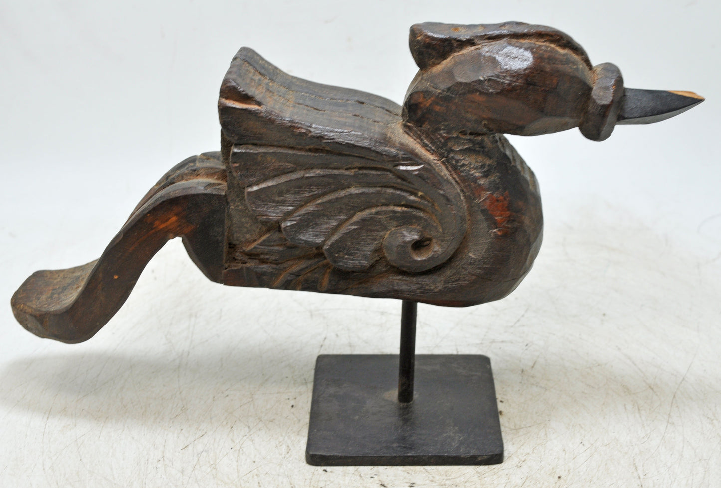 Vintage Wooden Bird Figurine Original Old Hand Carved