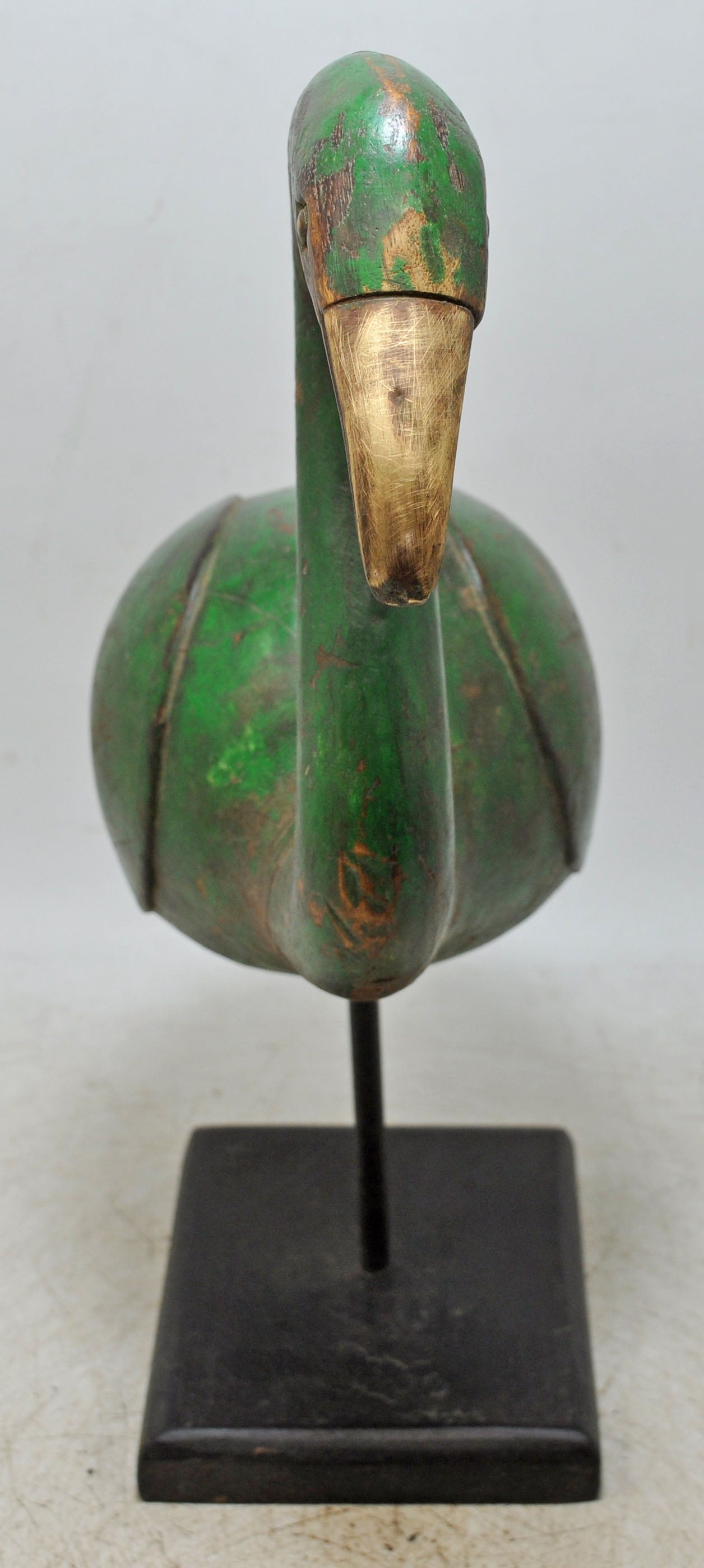 Vintage Wooden Crane Bird Figurine Original Old Hand Carved