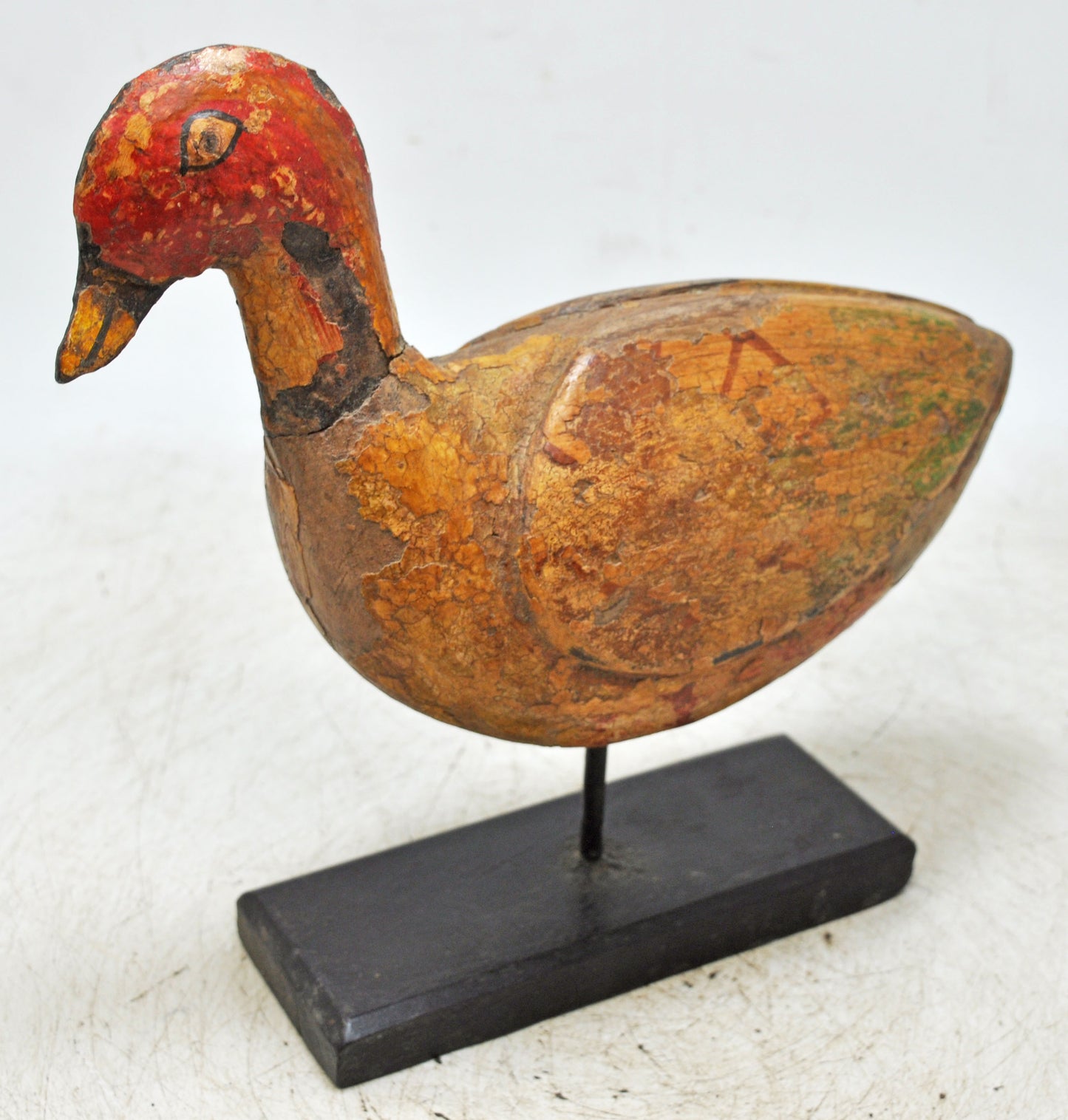 Vintage Wooden Bird Figurine Original Old Hand Carved Painted