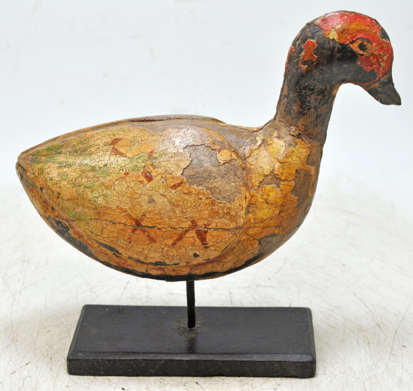Vintage Wooden Bird Figurine Original Old Hand Carved Painted