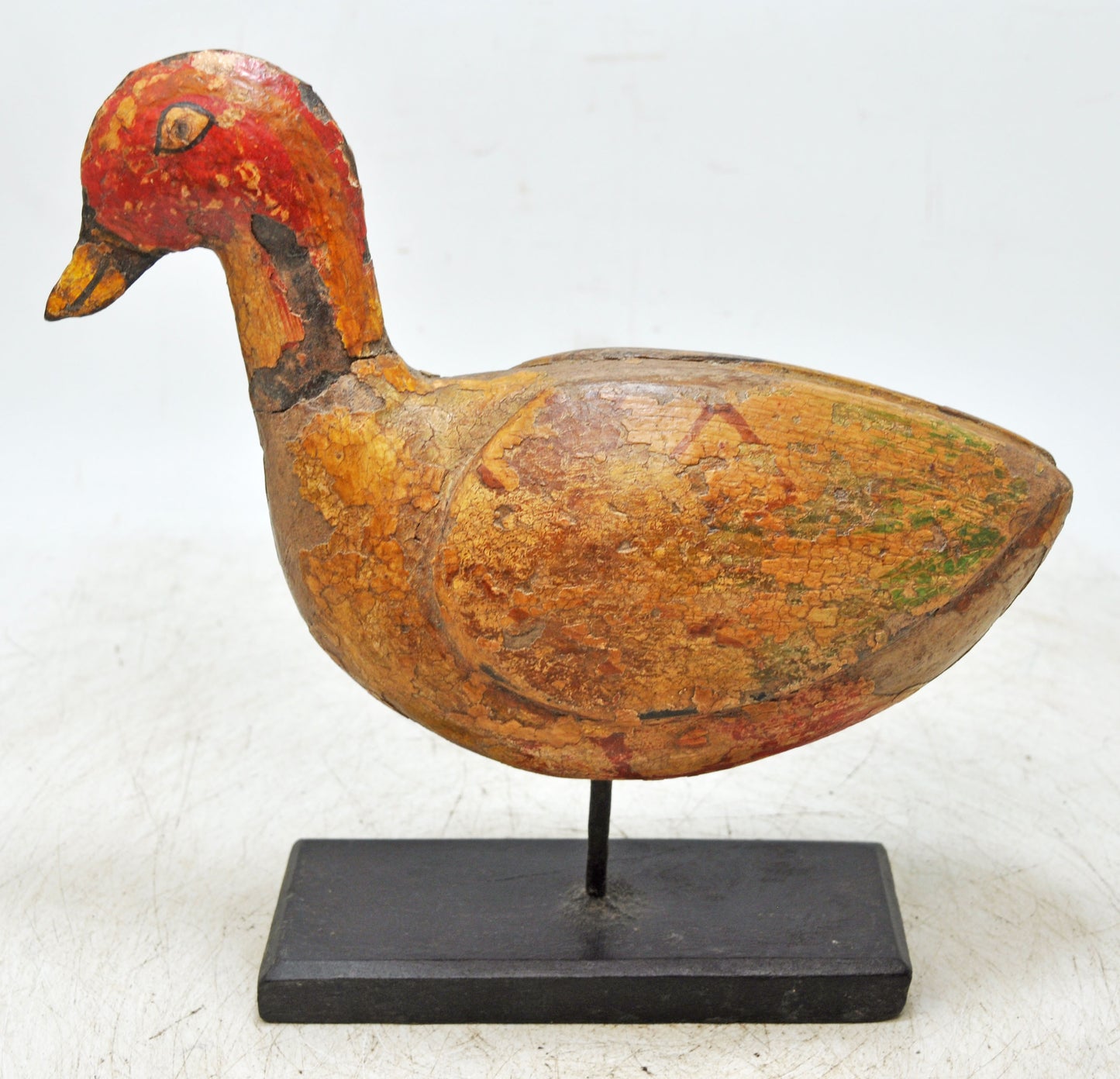 Vintage Wooden Bird Figurine Original Old Hand Carved Painted