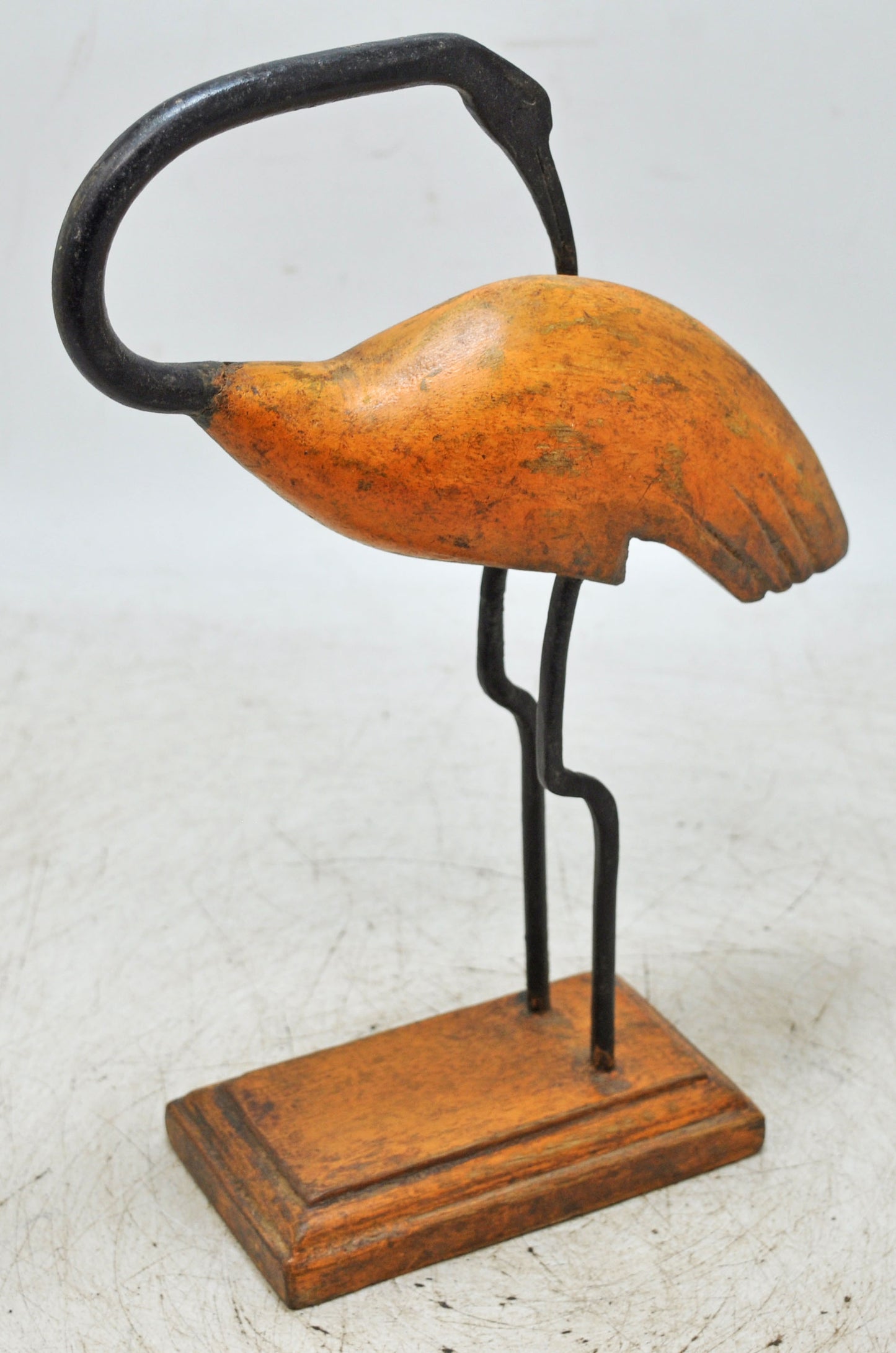 Vintage Wooden Crane Bird Figurine Original Old Hand Carved