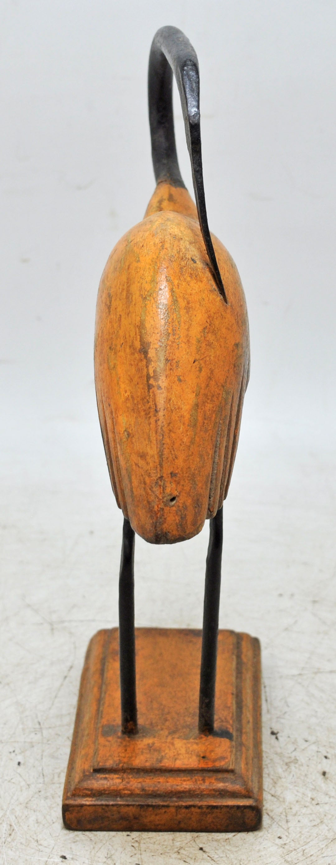Vintage Wooden Crane Bird Figurine Original Old Hand Carved