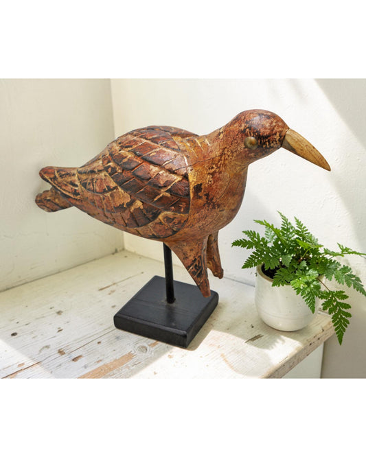 Vintage Wooden Bird Figurine Original Old Hand Carved Painted
