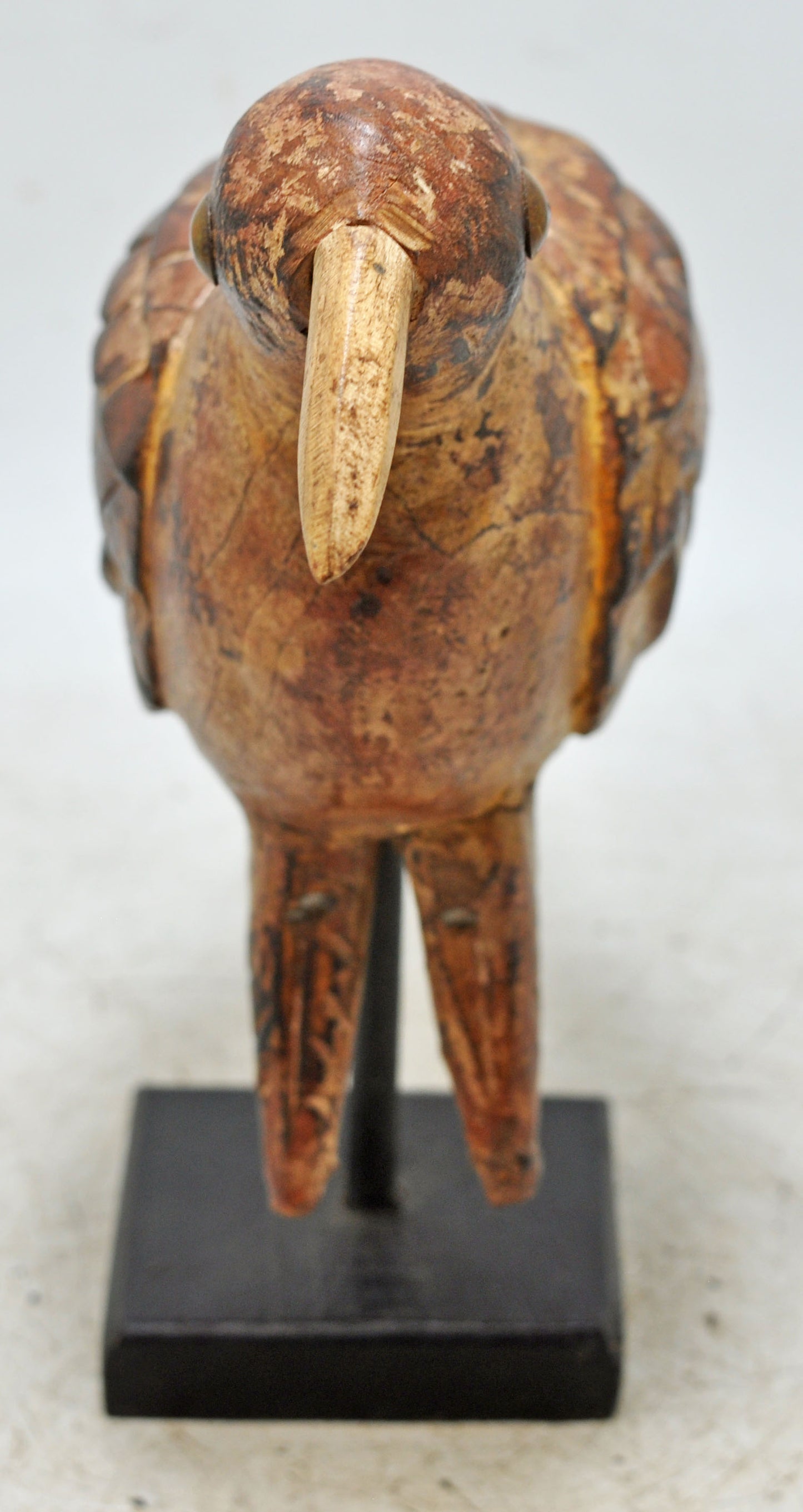 Vintage Wooden Bird Figurine Original Old Hand Carved Painted