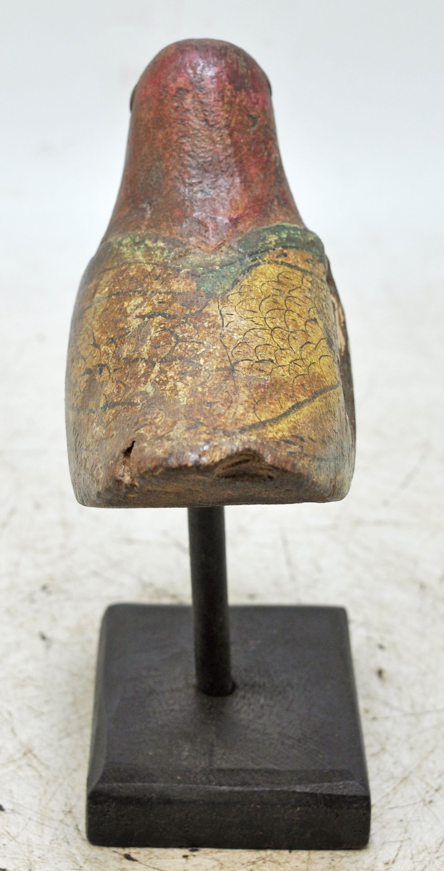 Vintage Wooden Bird Figurine Original Old Hand Carved Painted