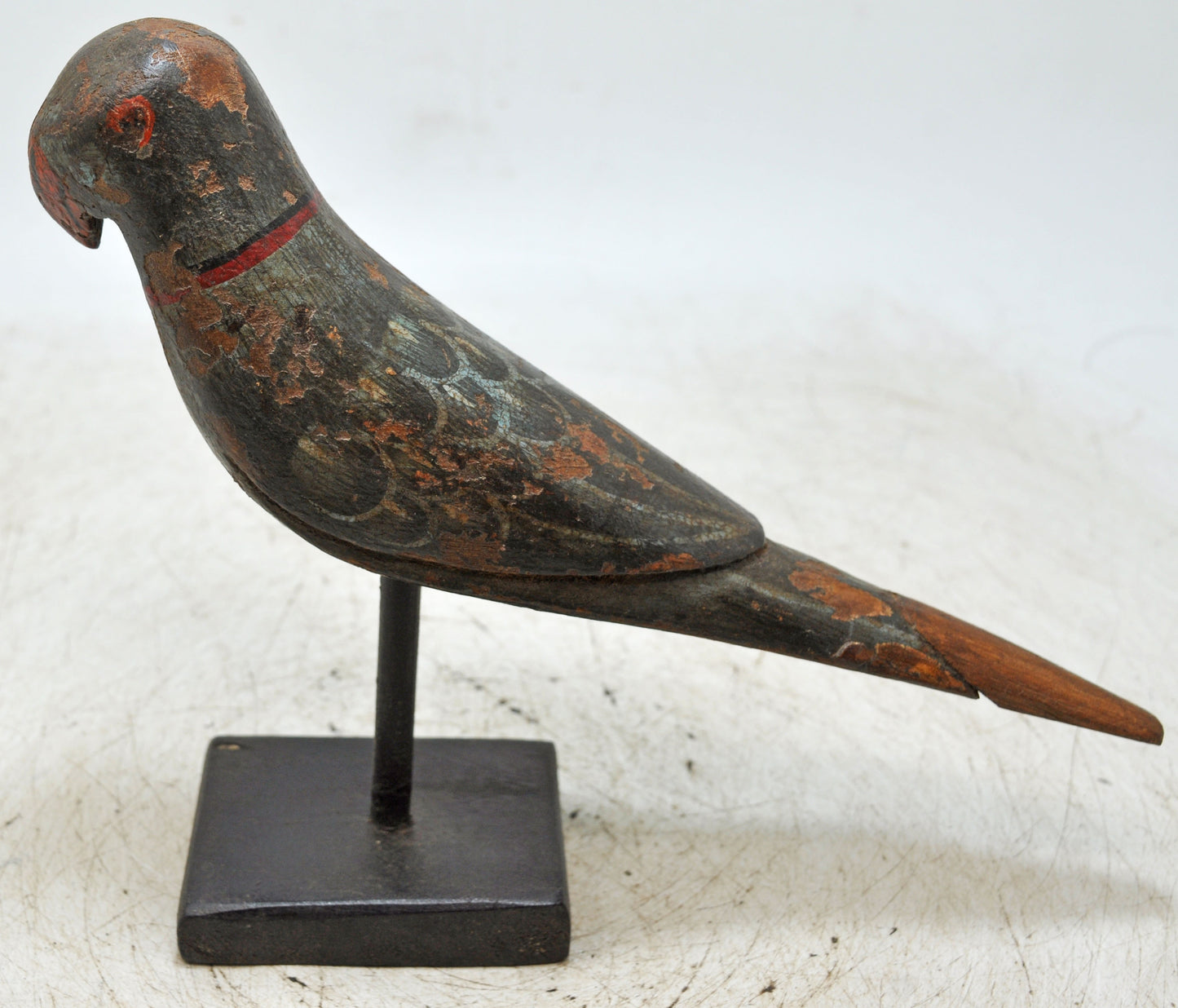 Vintage Wooden Bird Figurine Original Old Hand Carved Painted