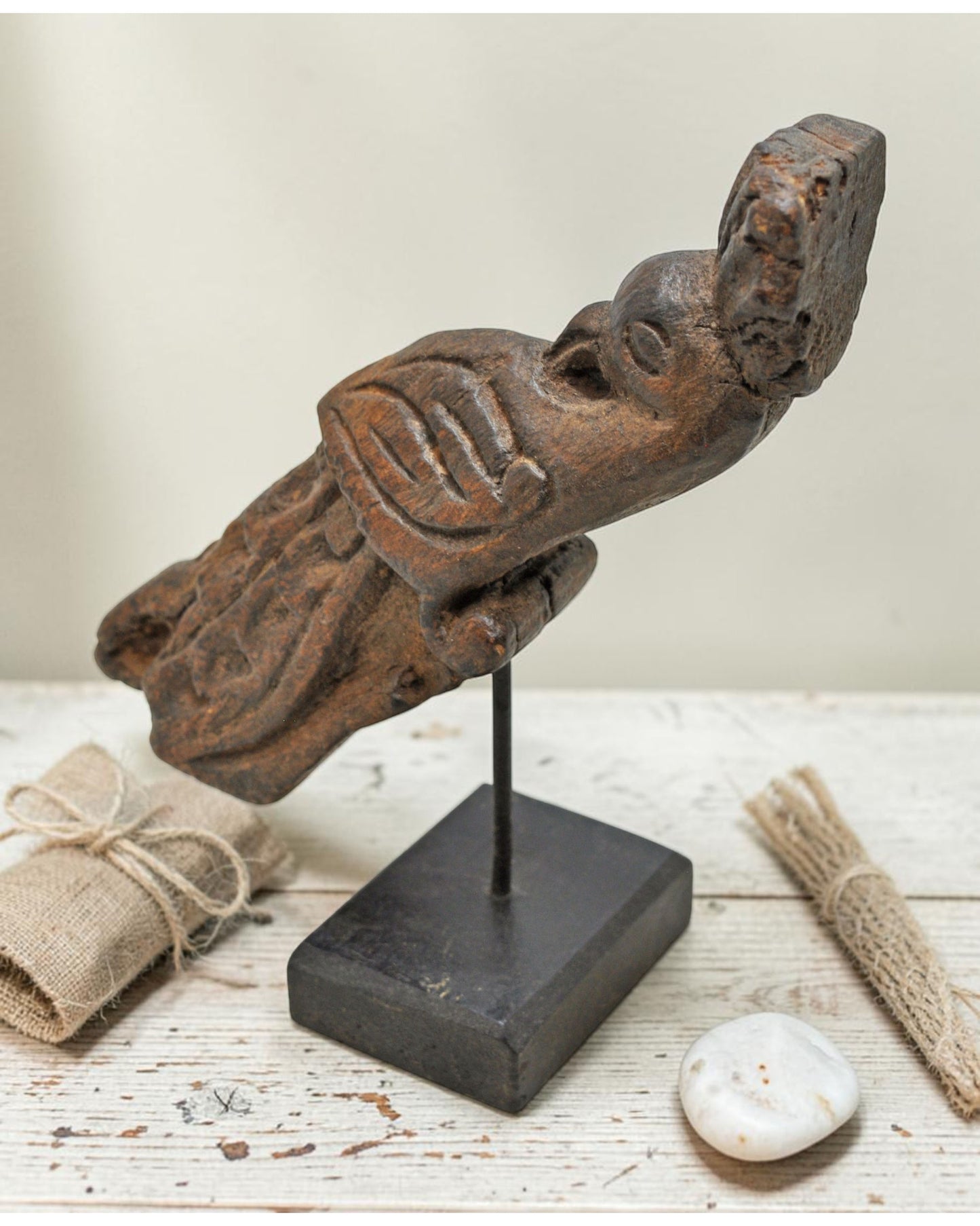 Antique Wooden Parrot Bird Figurine Original Old Hand Carved