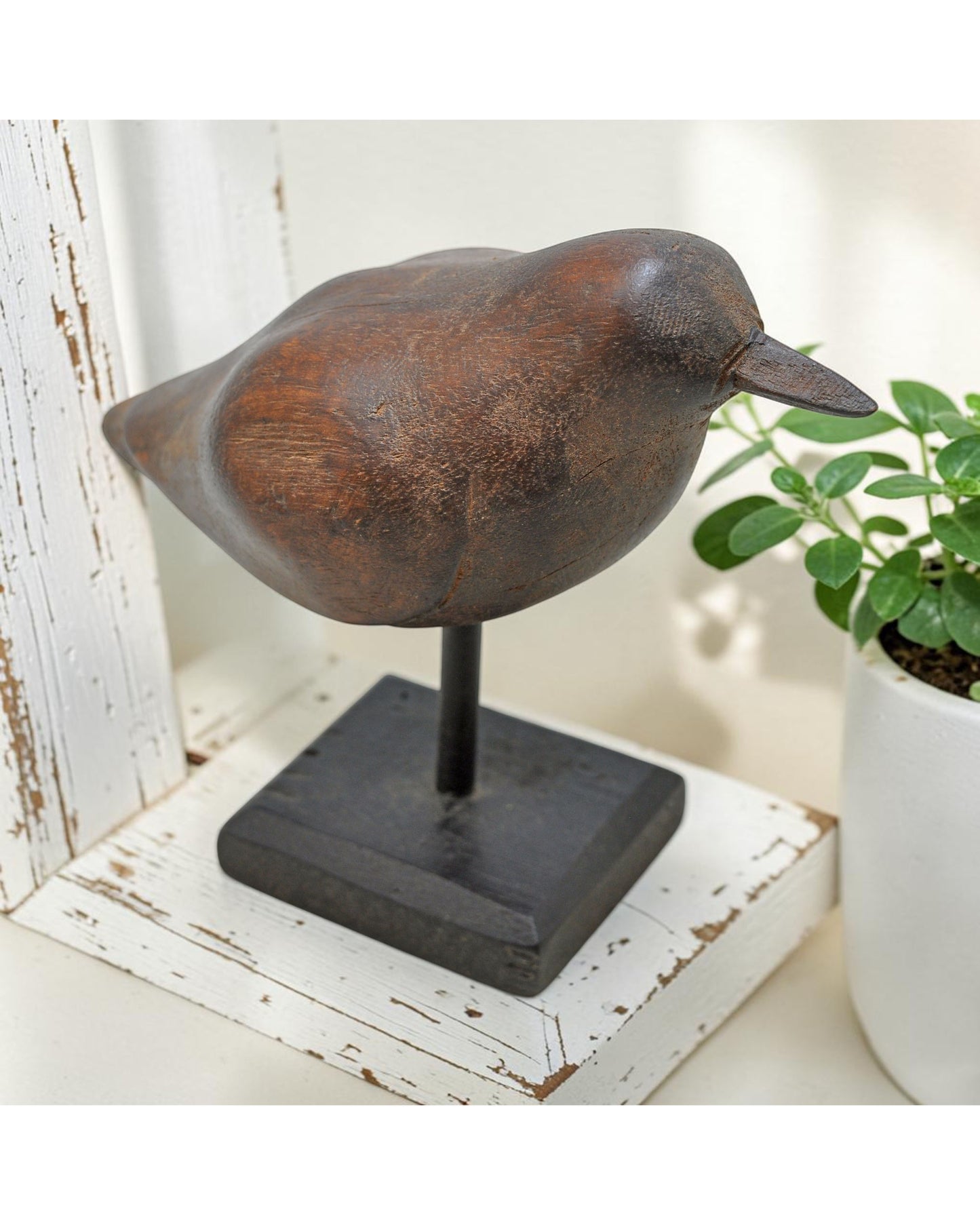 Vintage Wooden Bird Figurine Original Old Hand Carved