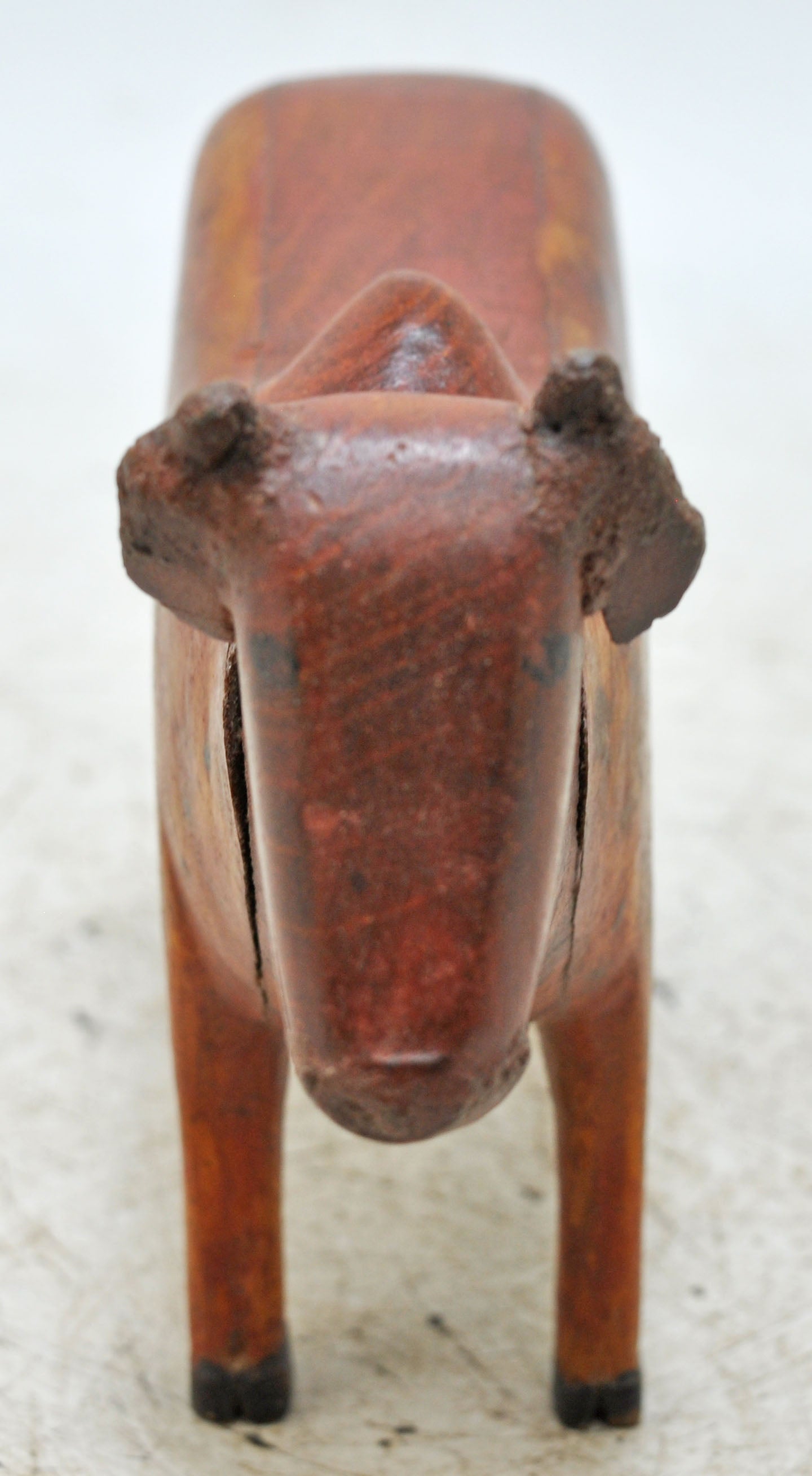 Vintage Wooden Cow Figurine Original Old Hand Carved