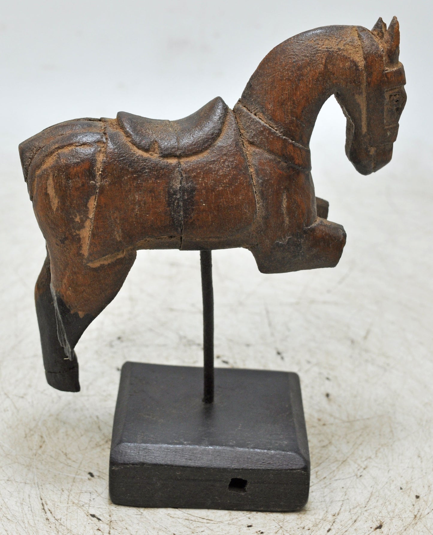 Vintage Wooden Horse Figurine Original Old Hand Carved
