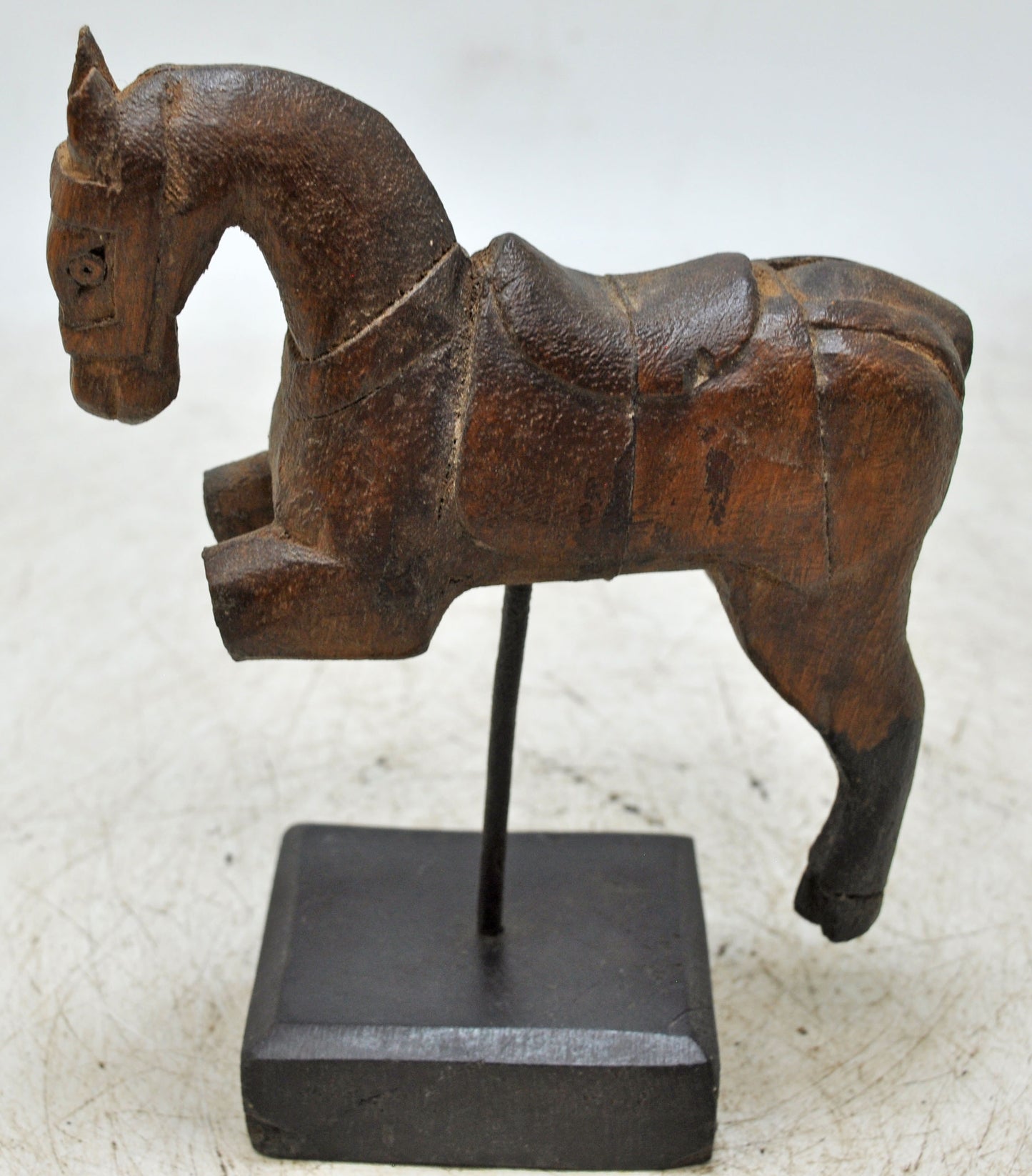 Vintage Wooden Horse Figurine Original Old Hand Carved