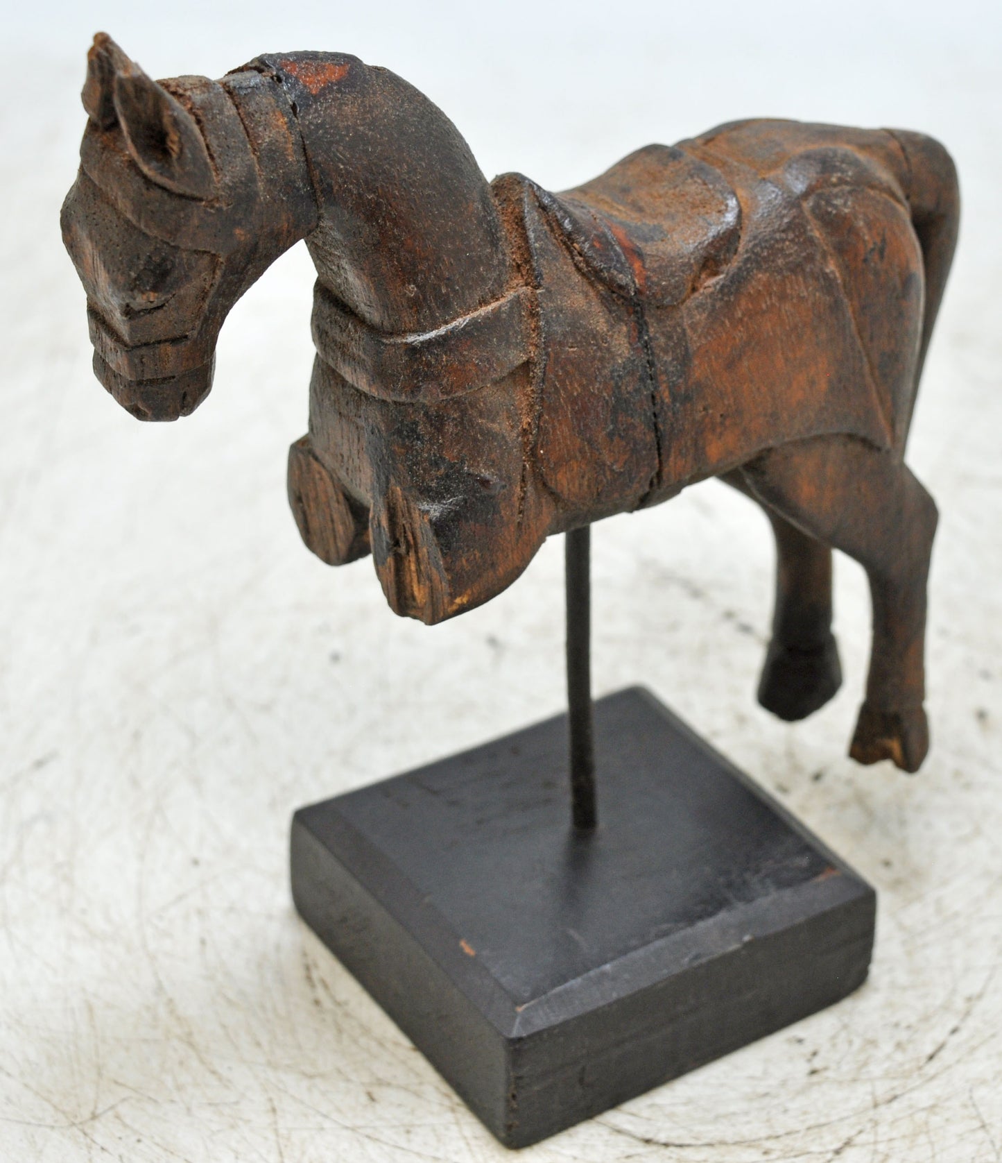 Vintage Wooden Horse Figurine Original Old Hand Carved