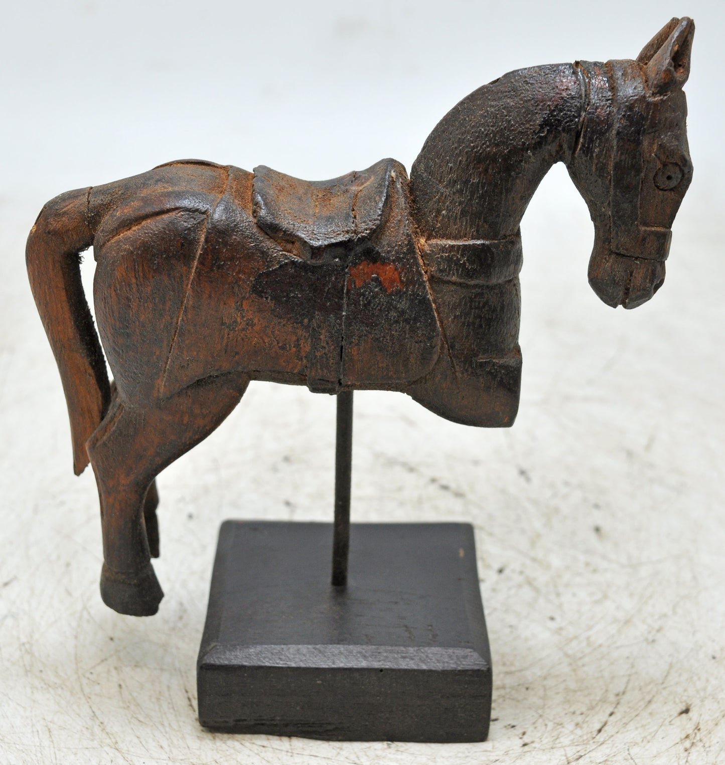 Vintage Wooden Horse Figurine Original Old Hand Carved