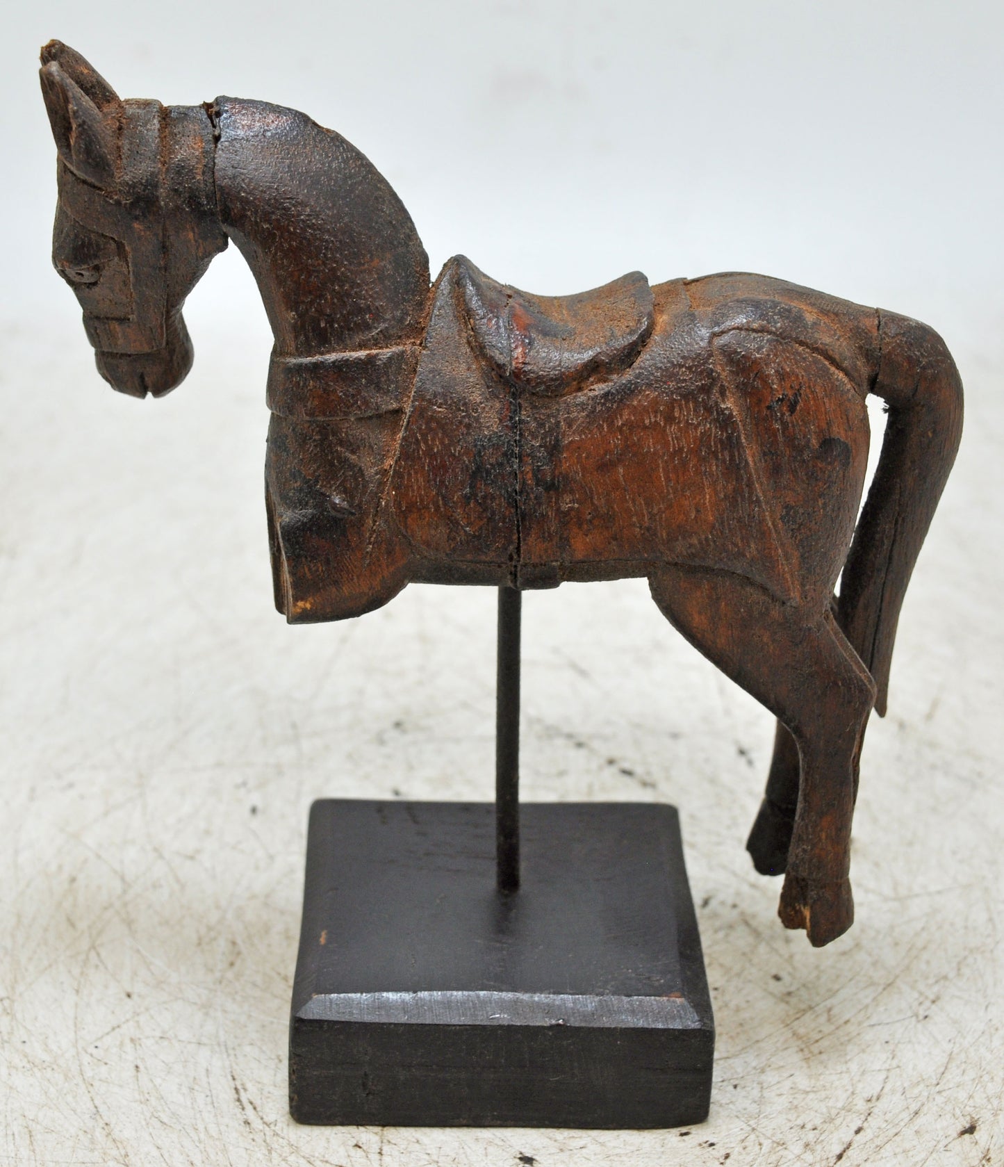 Vintage Wooden Horse Figurine Original Old Hand Carved