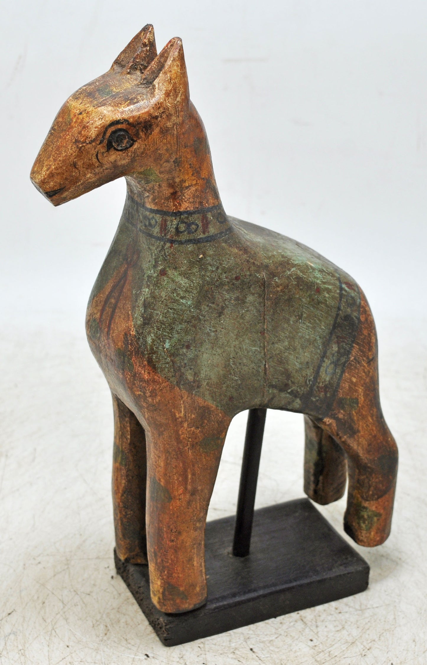 Vintage Wooden Horse Figurine Original Old Hand Carved Painted