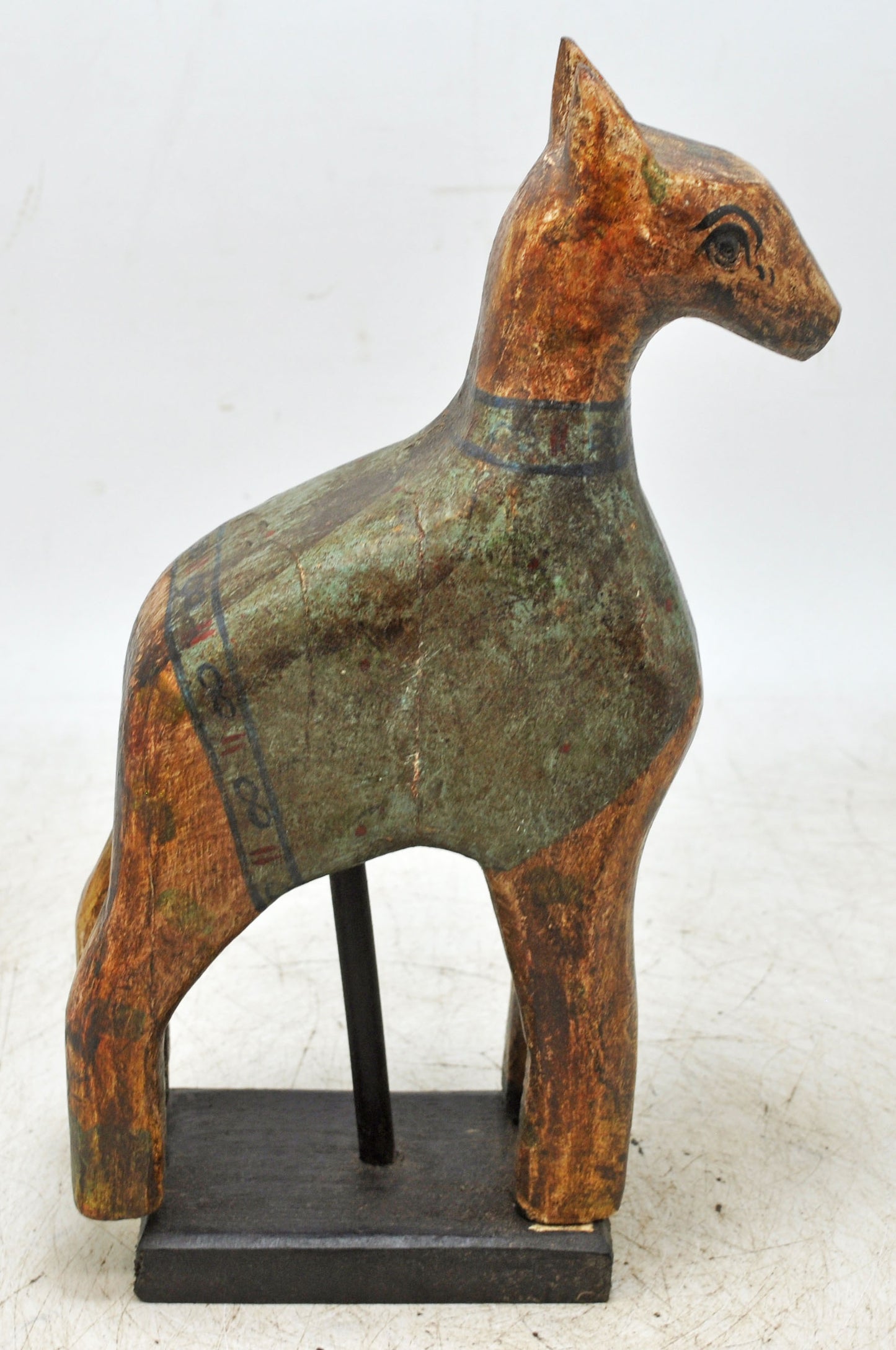 Vintage Wooden Horse Figurine Original Old Hand Carved Painted