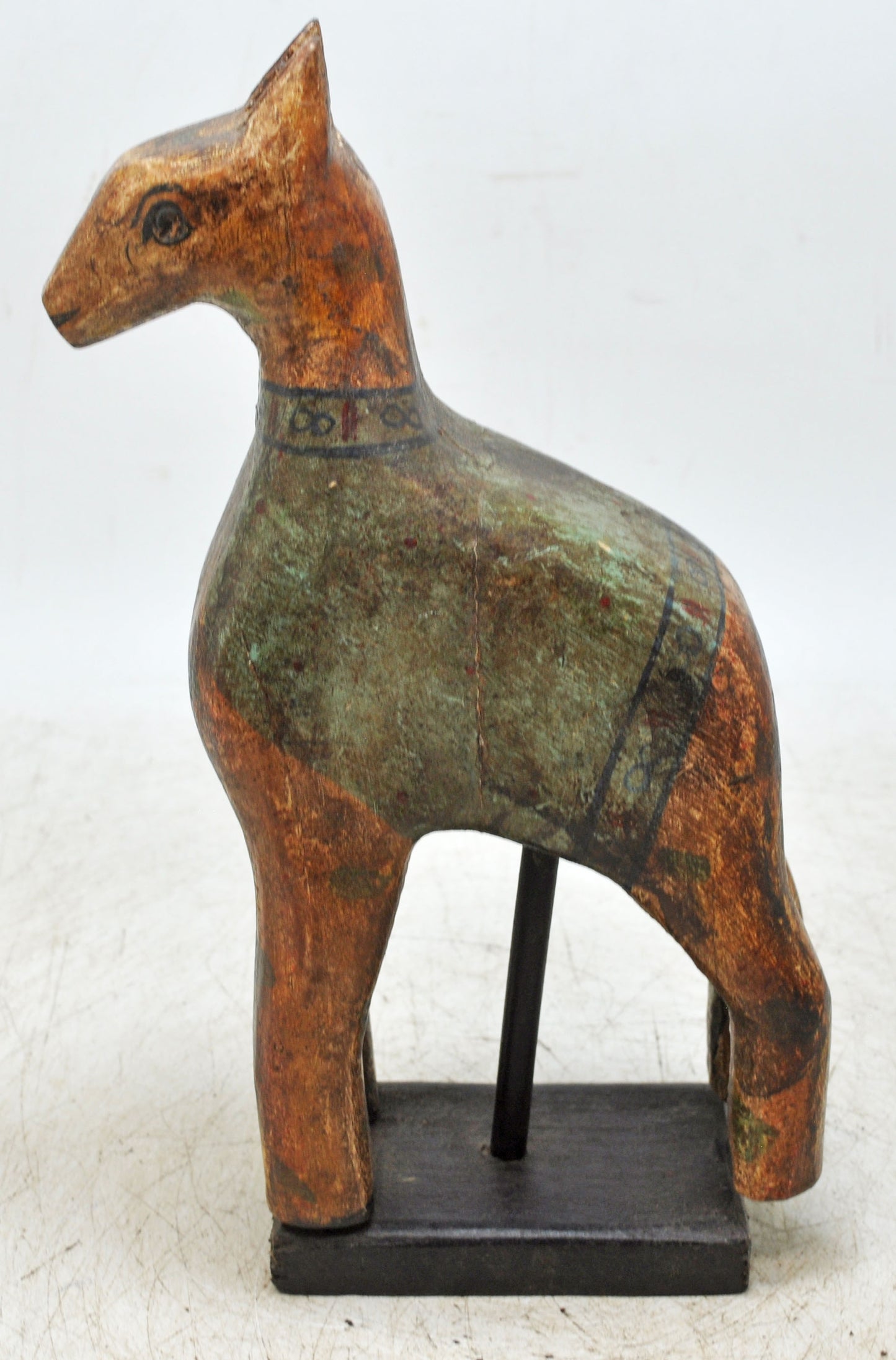 Vintage Wooden Horse Figurine Original Old Hand Carved Painted