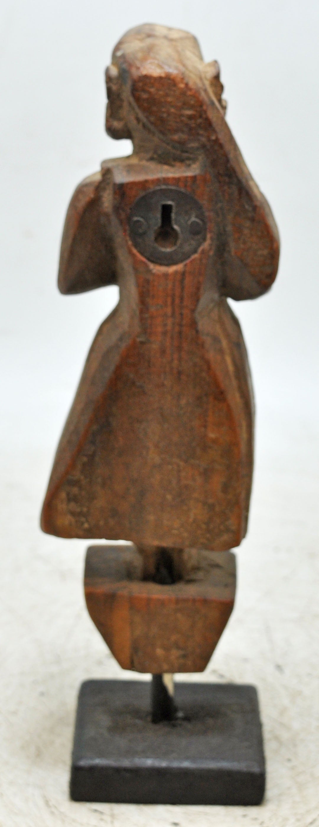 Antique Wooden Musician Woman Figurine Original Old Fine Hand Carved