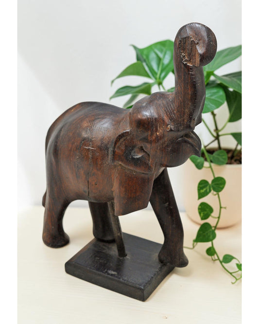Antique Wooden Elephant Figurine Original Old Fine Hand Carved