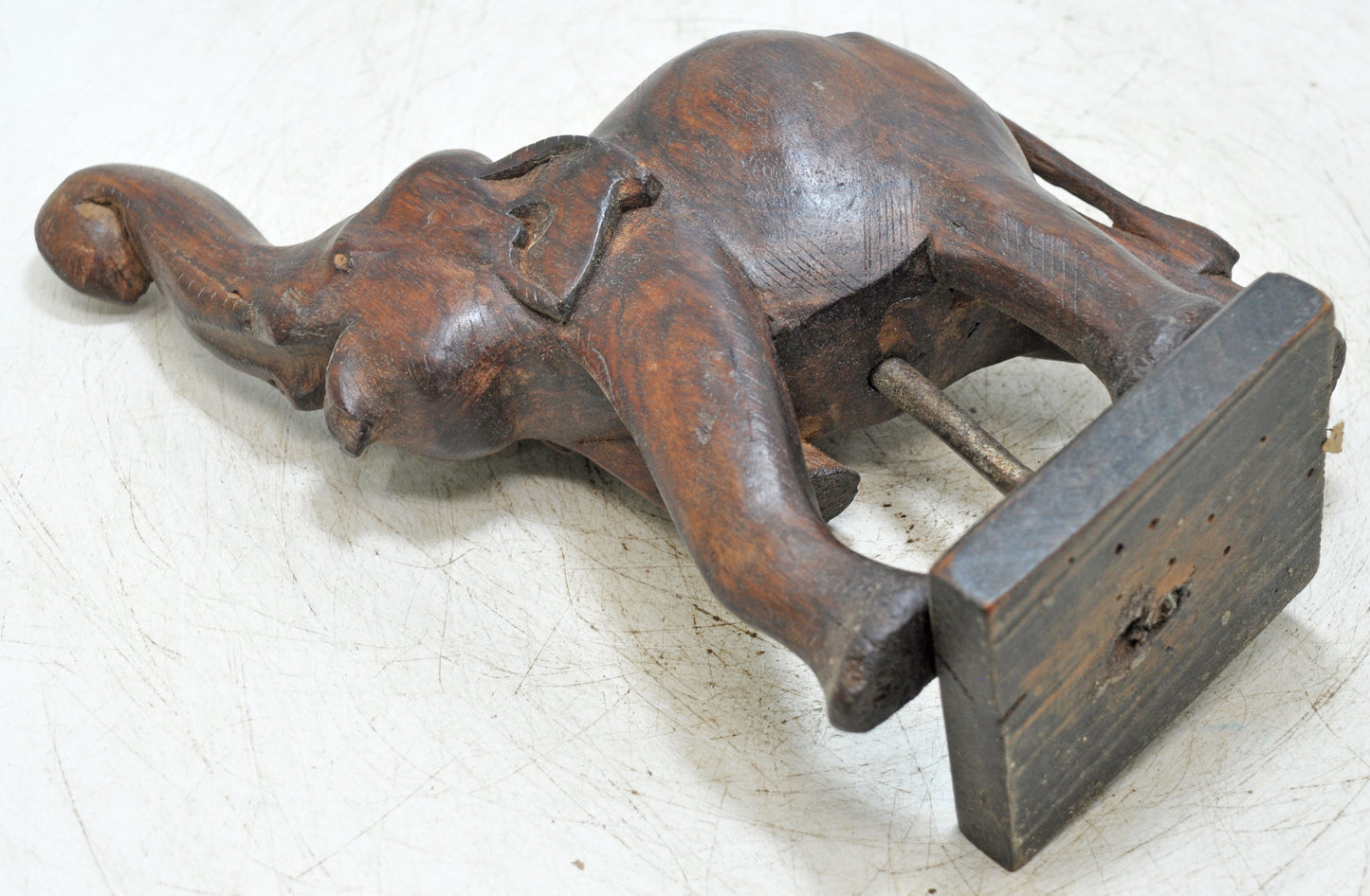 Antique Wooden Elephant Figurine Original Old Fine Hand Carved