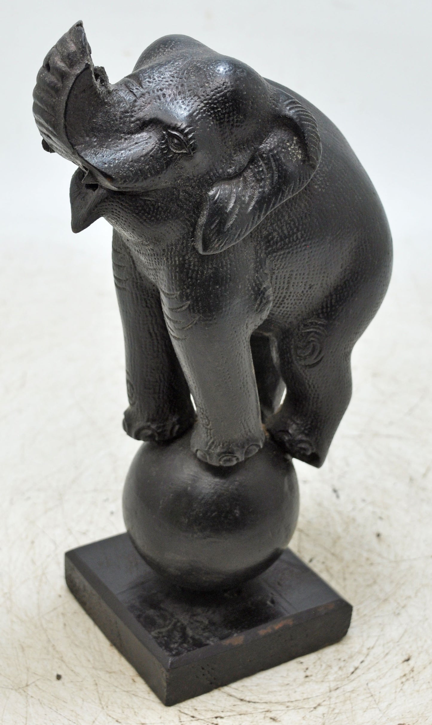 Antique Wooden Elephant Figurine Original Old Fine Hand Carved