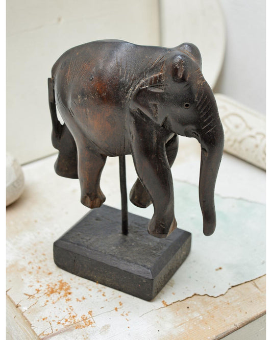 Antique Wooden Elephant Figurine Original Old Fine Hand Carved
