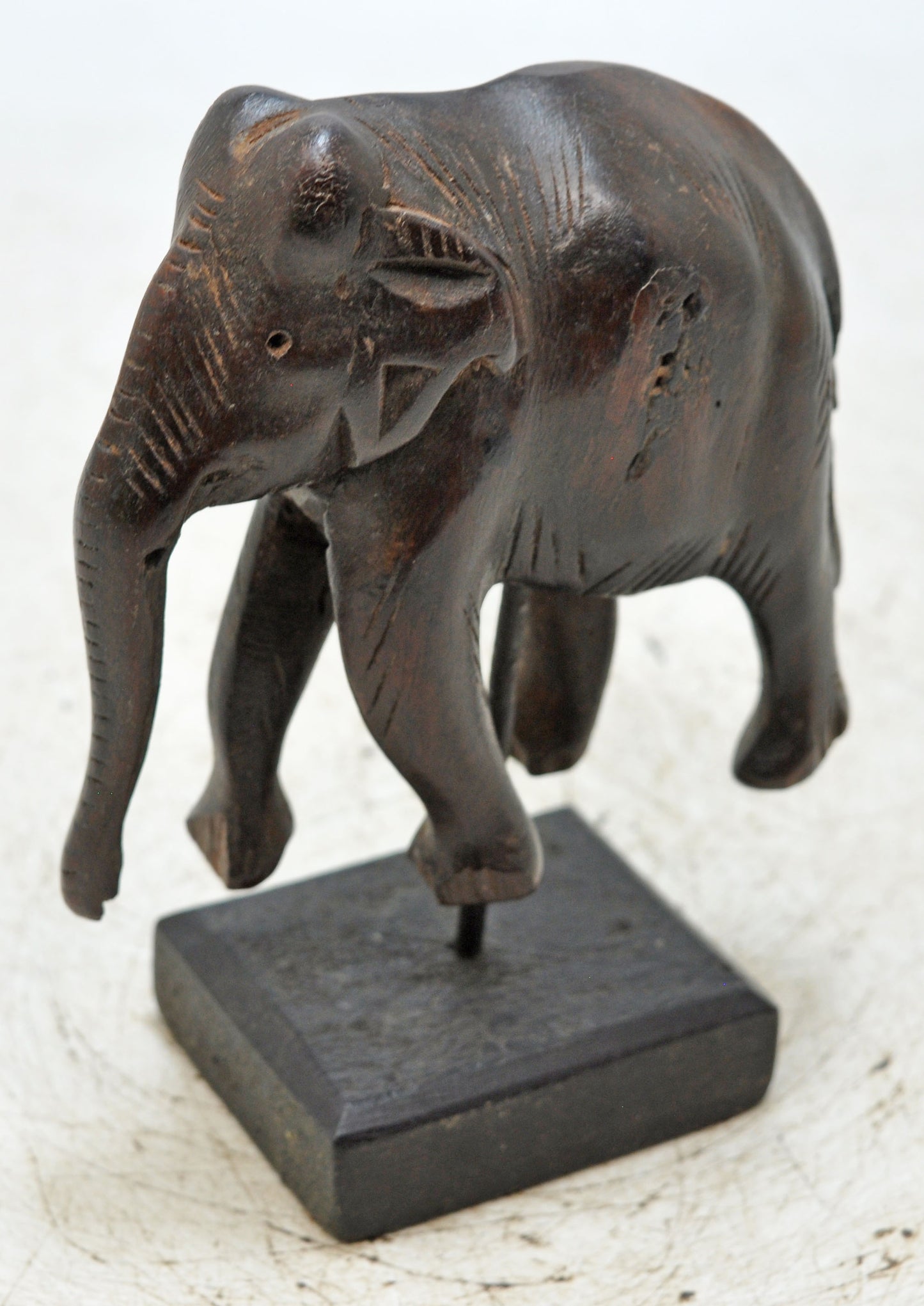 Antique Wooden Elephant Figurine Original Old Fine Hand Carved