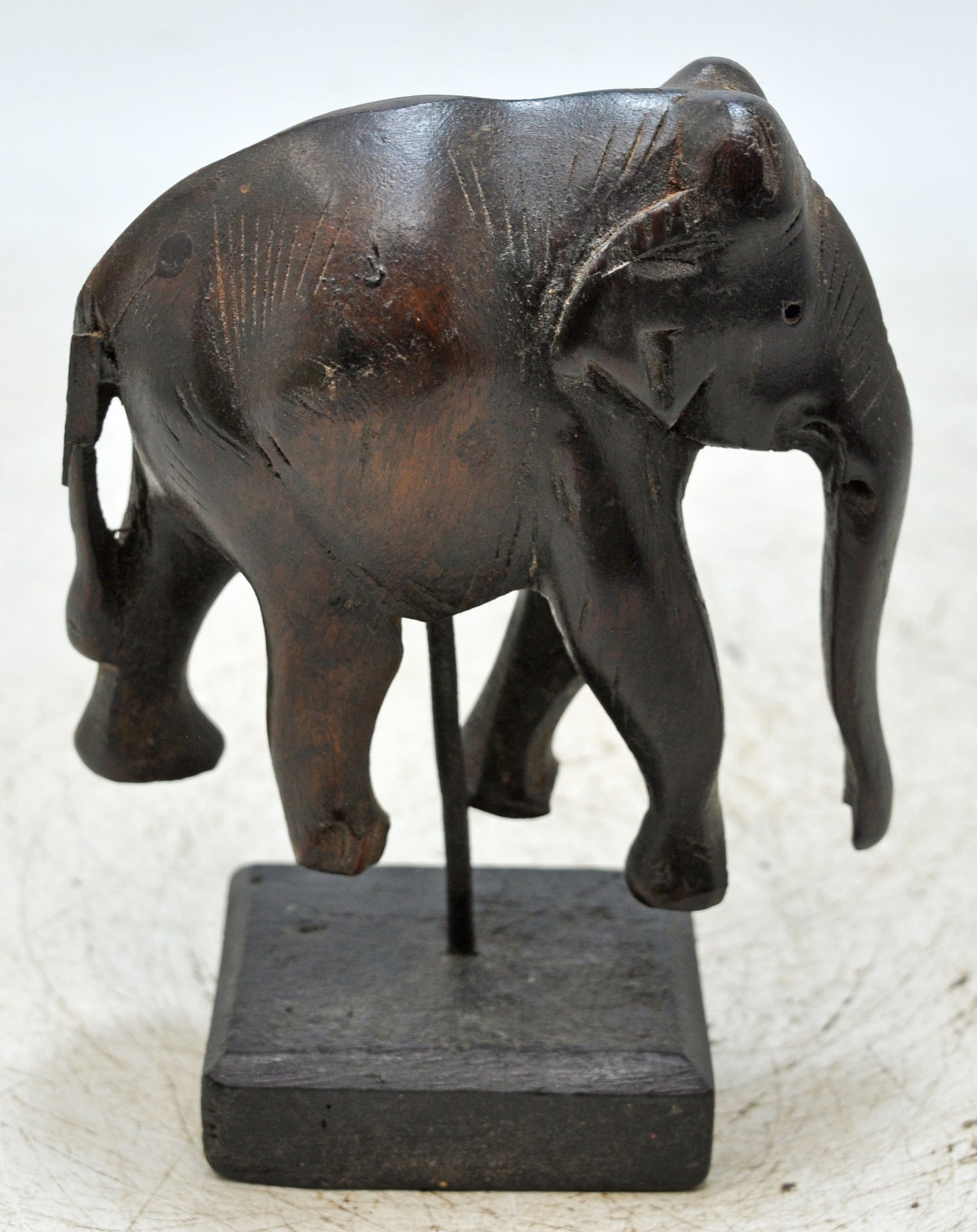 Antique Wooden Elephant Figurine Original Old Fine Hand Carved