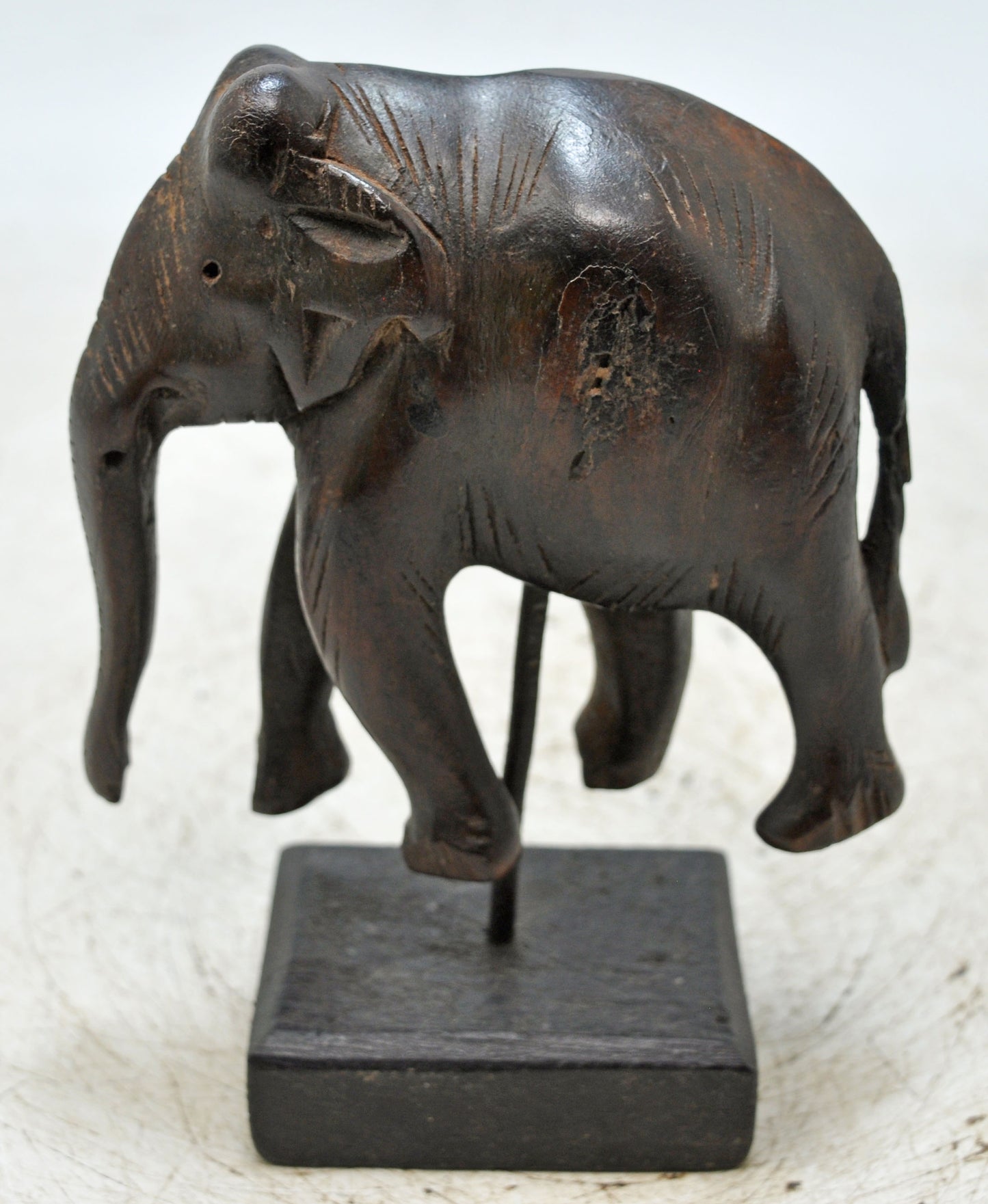 Antique Wooden Elephant Figurine Original Old Fine Hand Carved