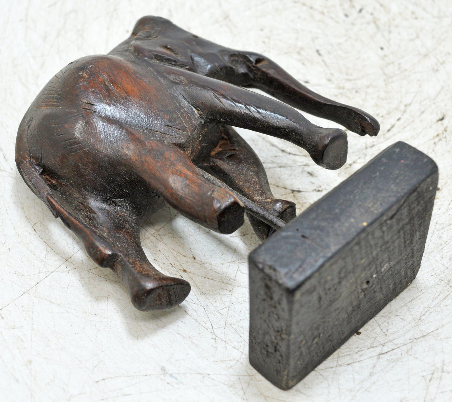 Antique Wooden Elephant Figurine Original Old Fine Hand Carved