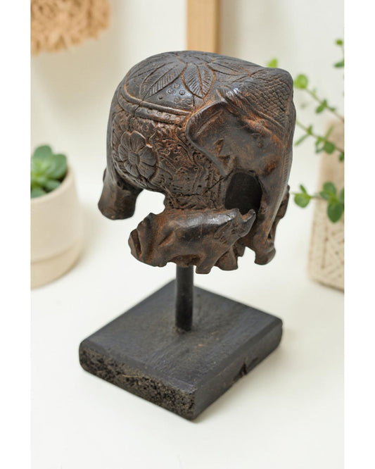 Antique Wooden Elephant Figurine Original Old Fine Hand Carved