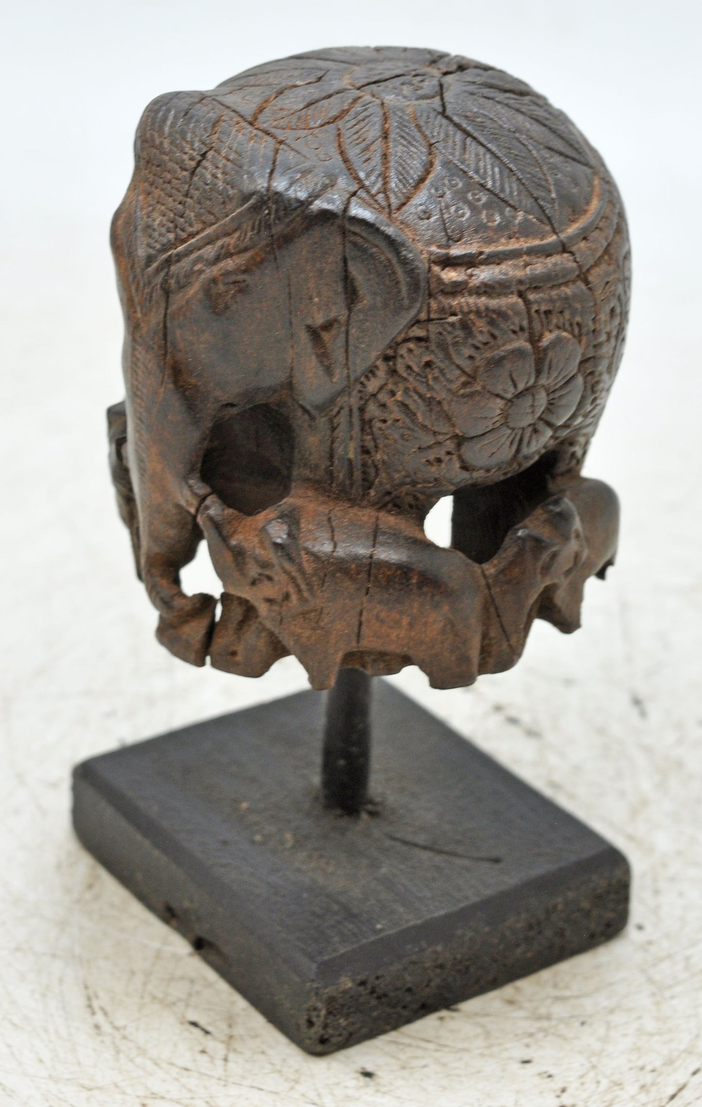 Antique Wooden Elephant Figurine Original Old Fine Hand Carved