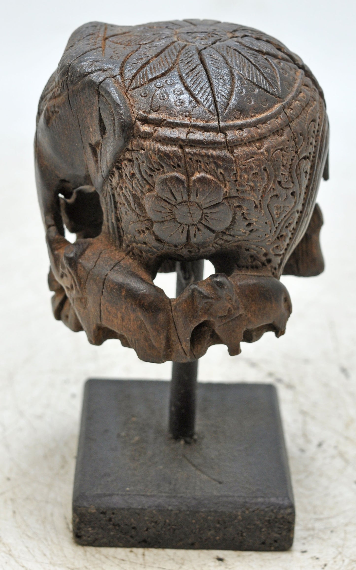 Antique Wooden Elephant Figurine Original Old Fine Hand Carved