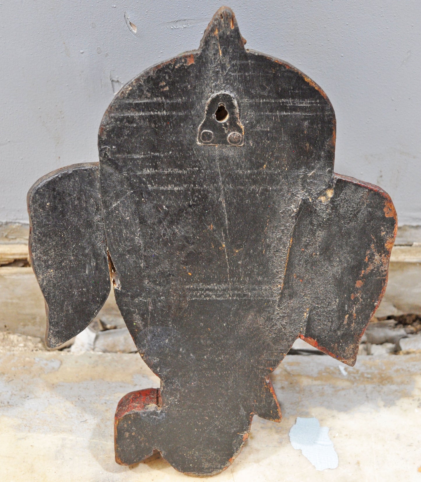 Vintage Wooden God Ganesha Wall Hanging Face Bust Original Old Fine Hand Carved