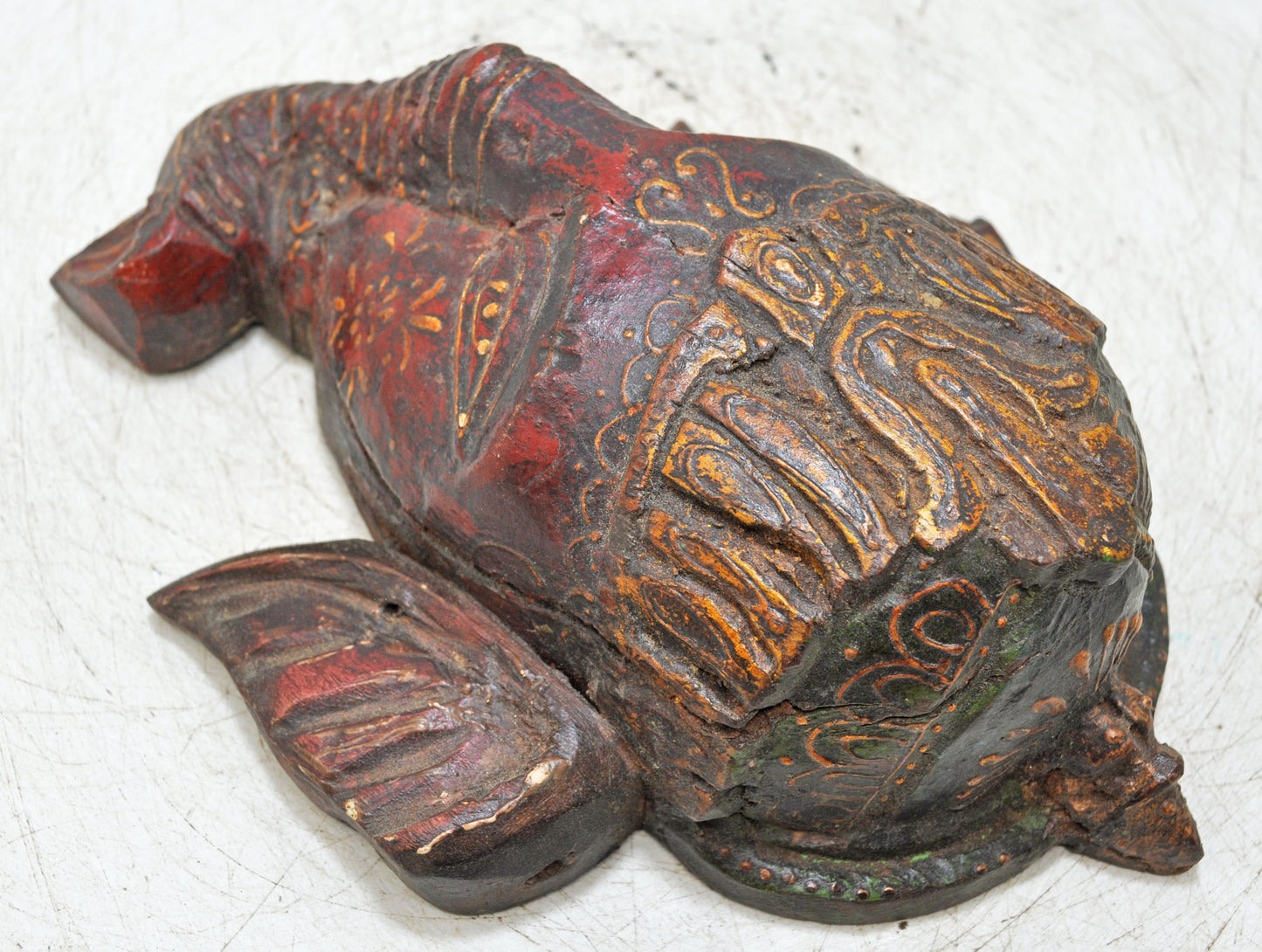 Vintage Wooden God Ganesha Wall Hanging Face Bust Original Old Fine Hand Carved