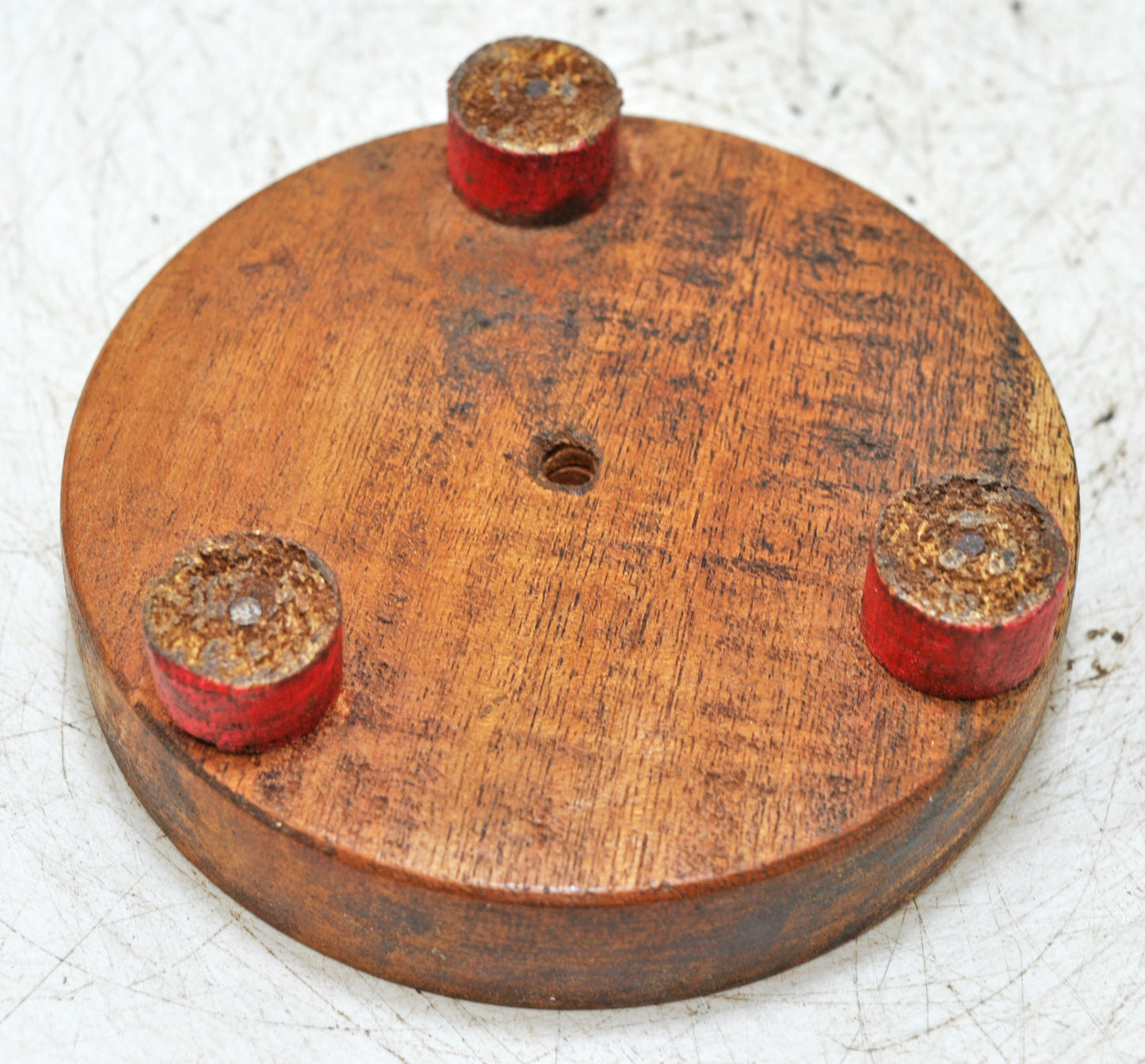 Vintage Wooden Kitchenware Chapati Rolling Plate With Pin Original Old Hand Carved