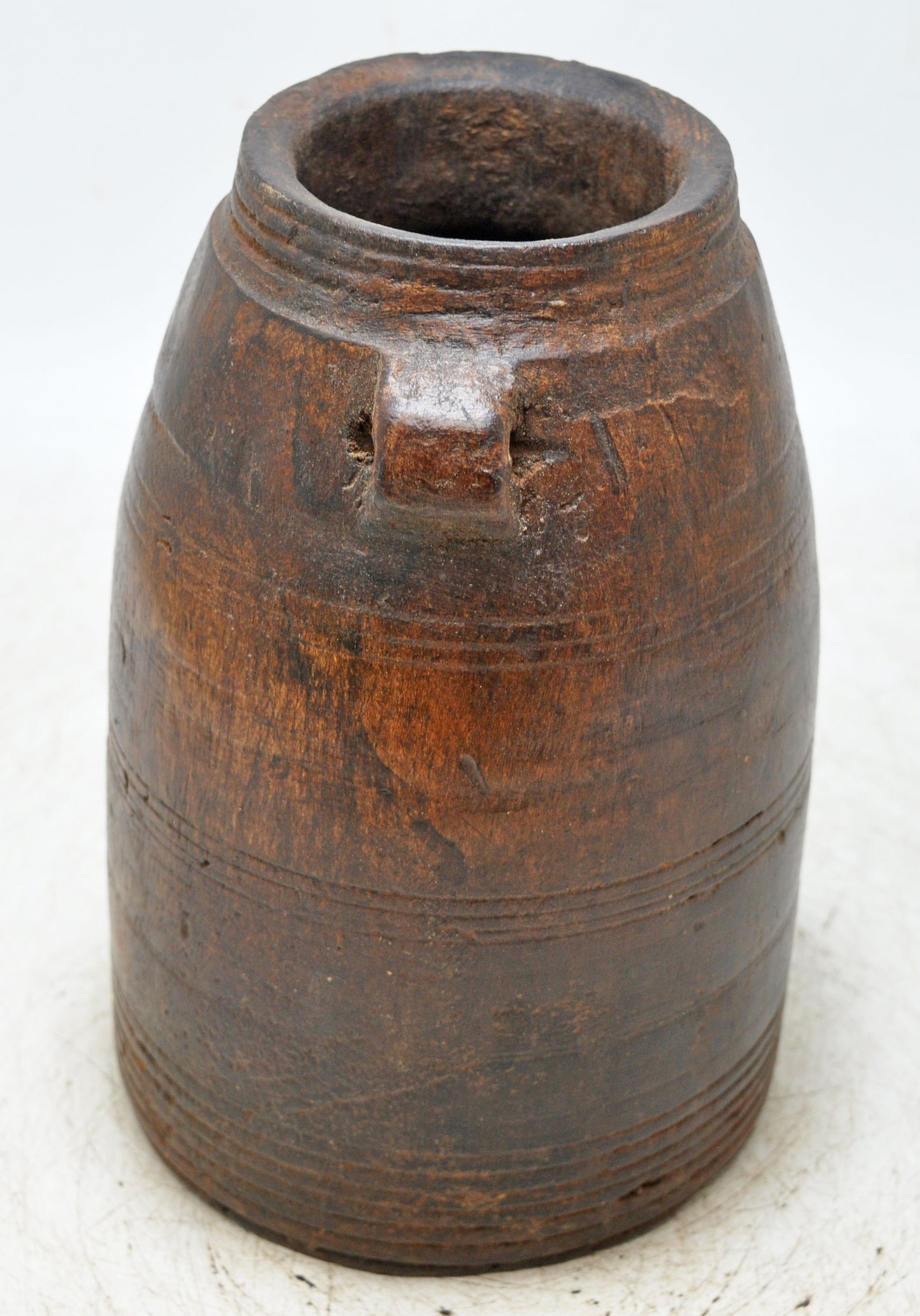 Antique Wooden Himalayan Water Storage Pot Original Old Hand Carved