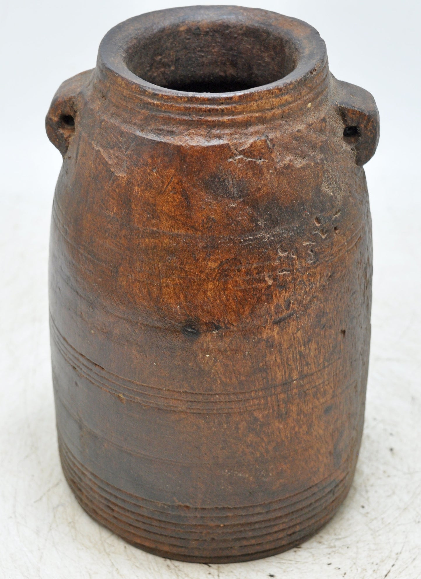 Antique Wooden Himalayan Water Storage Pot Original Old Hand Carved