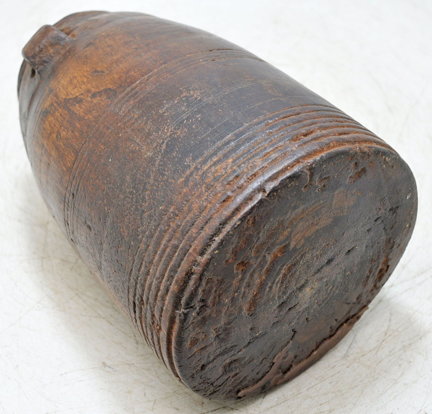 Antique Wooden Himalayan Water Storage Pot Original Old Hand Carved